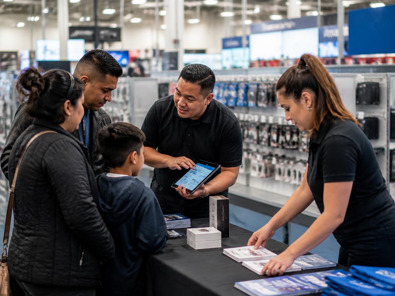 Two brand representatives running an in-store activation event in a retail store